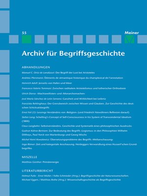 cover image of Archiv für Begriffsgeschichte. Band 55